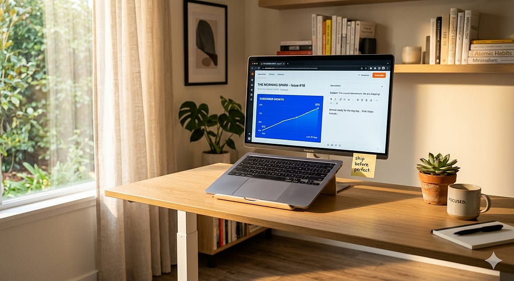 SaaS audience building strategy before product launch - founder writing newsletter to grow email subscriber list