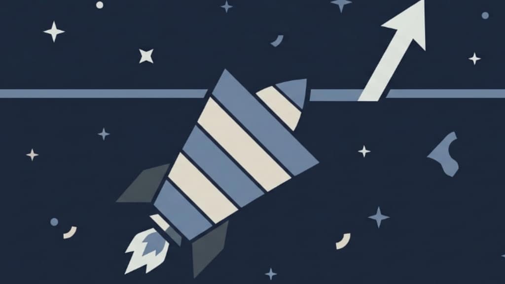 Product-led growth for B2B SaaS illustrated as a rocket breaking through a stalled growth plateau
