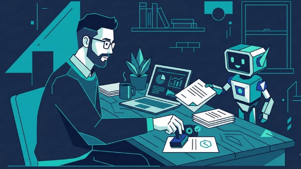 Solo SaaS founder reviewing AI agent marketing drafts before approving them