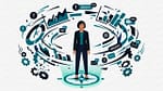 Solo founder standing resilient at the center of startup pressure and chaos, illustrating how to build founder resilience under pressure with calm and strategy