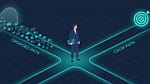 B2B SaaS growth marketing strategy illustration showing a founder choosing between noisy generic tactics and a focused ICP-driven path